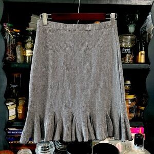 White House Black Market Herringbone Pencil Skirt with Ruffle Hem